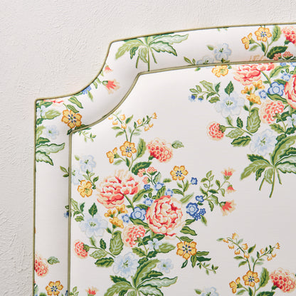 The Aliana King Headboard - Fabricut Floral Bouquet Fabric - Green Trim