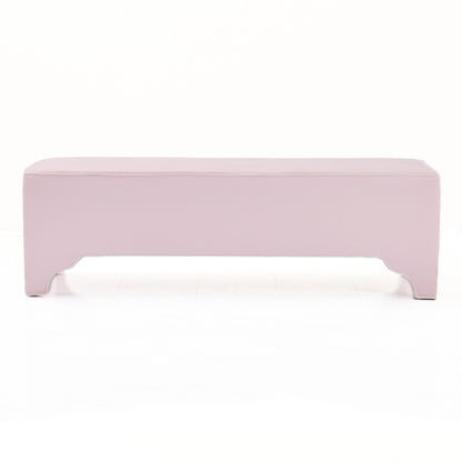Custom Upholstered Bench in Powder Pink Woven Fabric