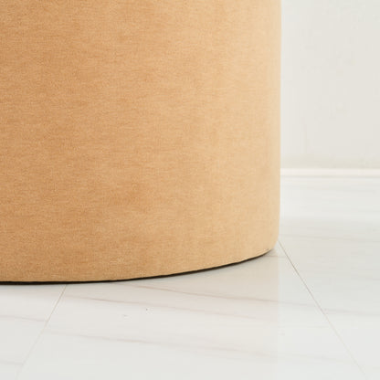 24" Round ottoman in this beautiful Brown Mohair Fabric