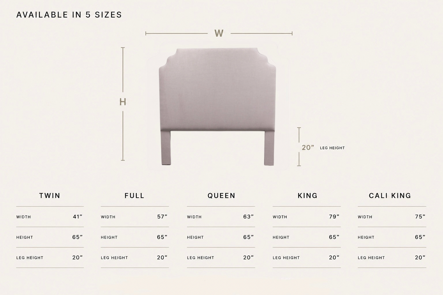 The Helena Queen Headboard -  Lilac Woven Fabric - White Trim