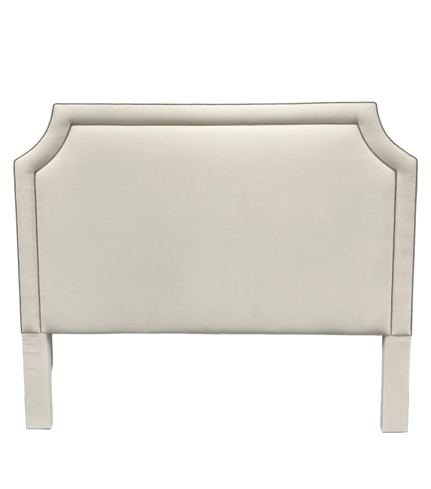 65"H King Headboard in Oat Meal Woven Fabric - Mushroom Trim