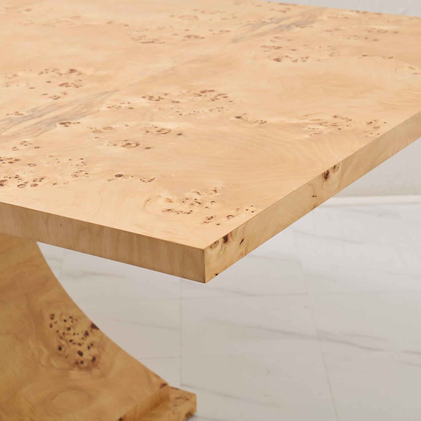Custom Mappa Burlwood Dining Table – Amber Finish