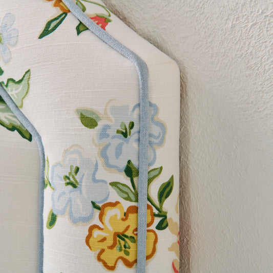 The Addison Twin Headboard - Fabricut Floral Bouquet Fabric - Green Trim