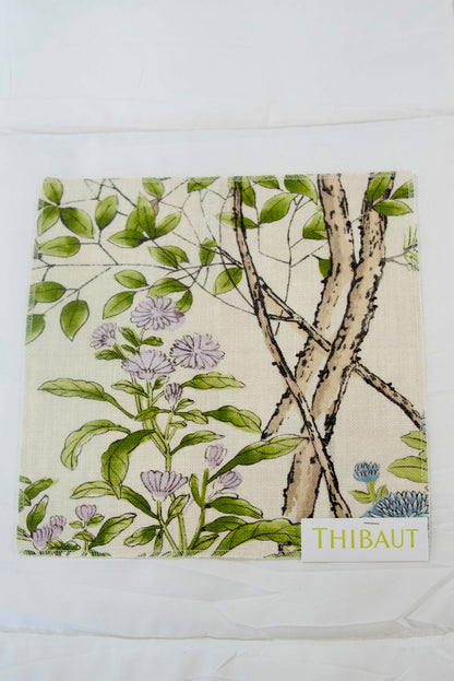 65"H Mappa Burlwood King Bed - Upholstered in Katsura Thibaut Fabric - Blue Trim