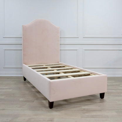 The Lilliane Twin Bed - Performance Velvet Fabric Rose Pink - White Trim