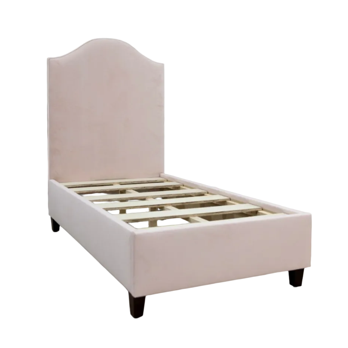 The Lilliane Twin Bed - Performance Velvet Fabric Rose Pink - White Trim