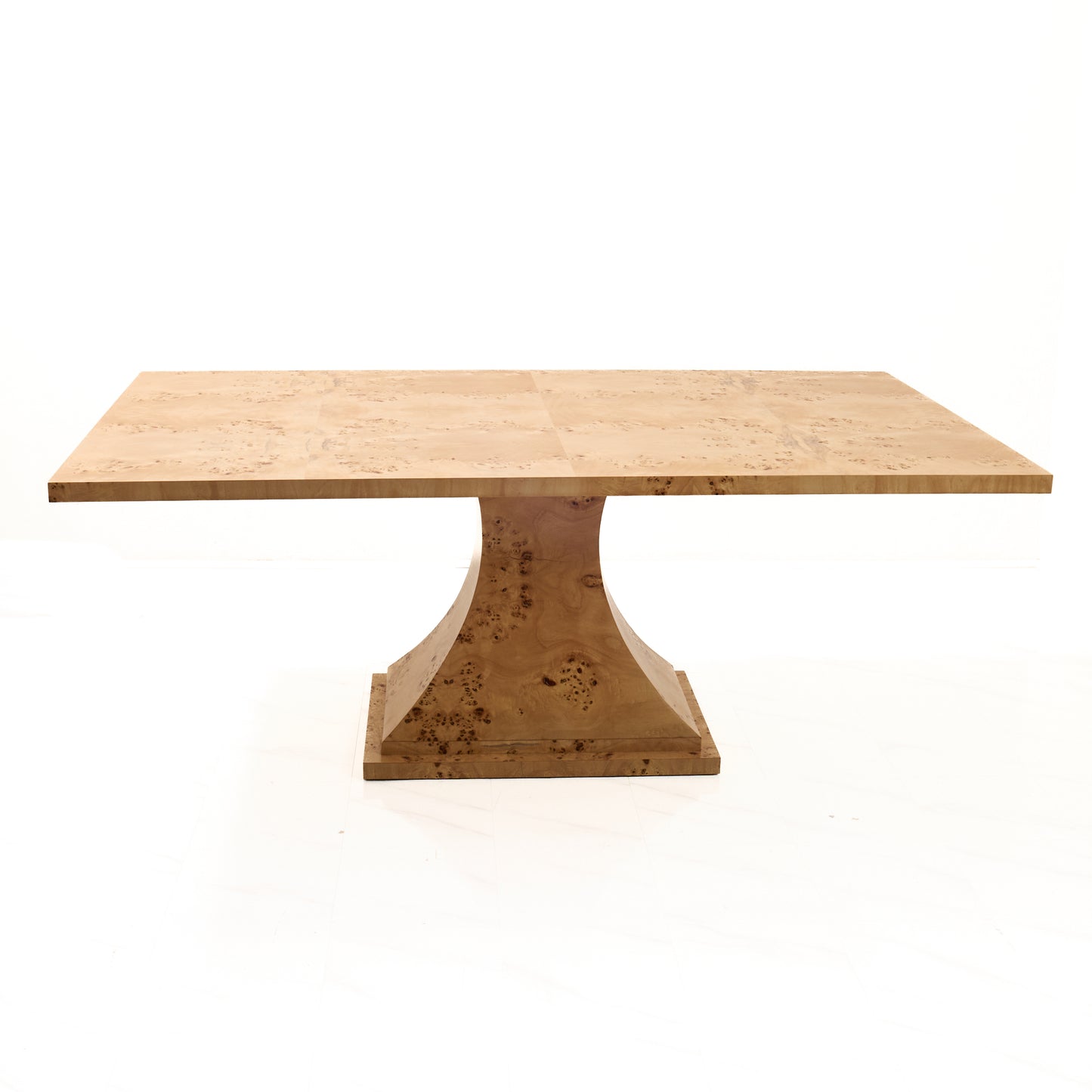 Custom Mappa Burlwood Dining Table – Amber Finish