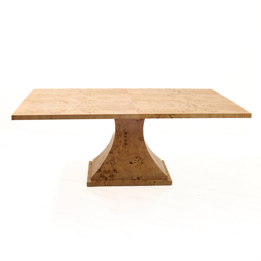 Custom Mappa Burlwood Dining Table – Amber Finish