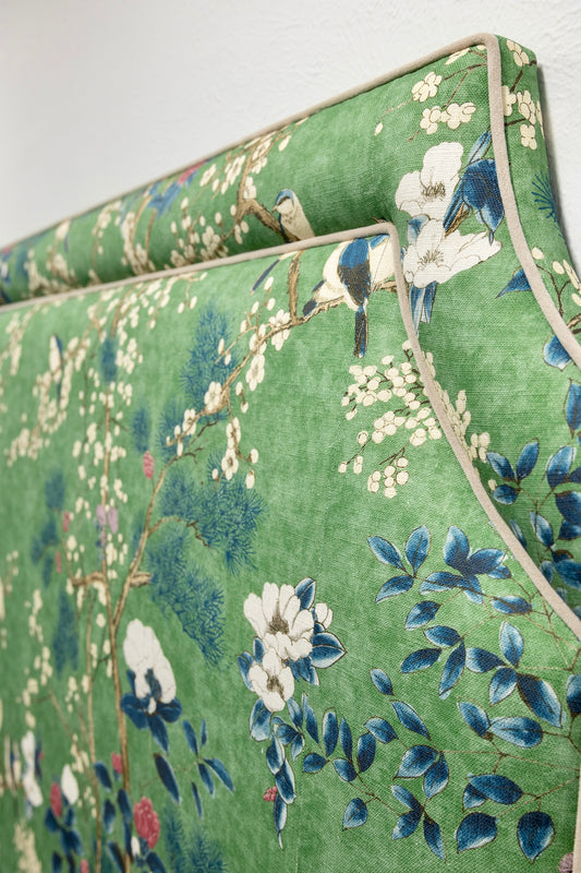 The Addison King Headboard - Katsura Thibaut Fabric - Beige Trim