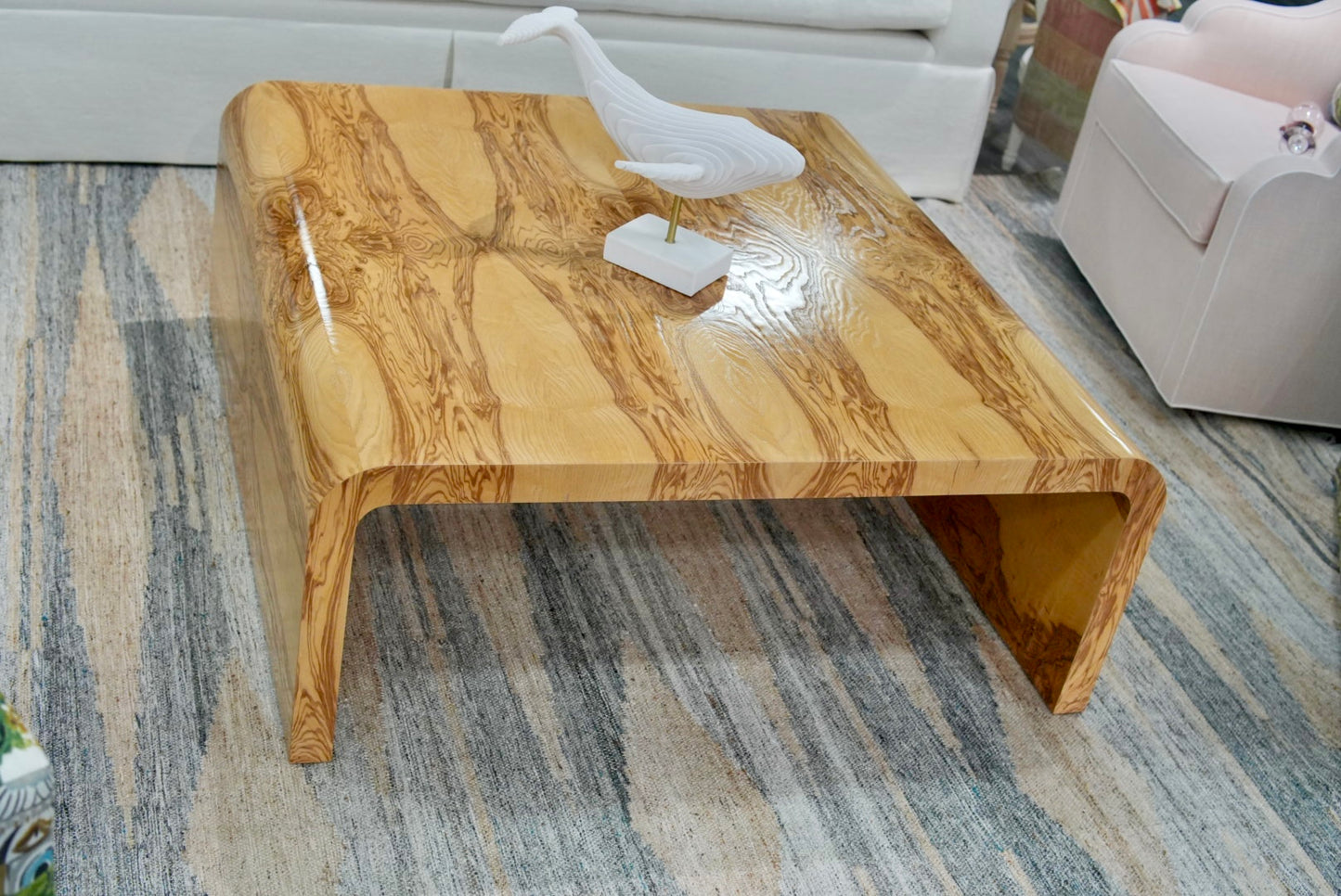 Custom Olive Ash Burlwood Dining / Accent Table – Amber Finish