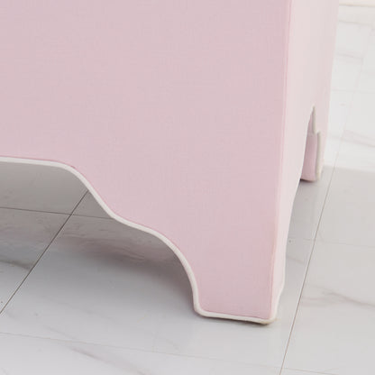 Custom Upholstered Bench in Powder Pink Woven Fabric