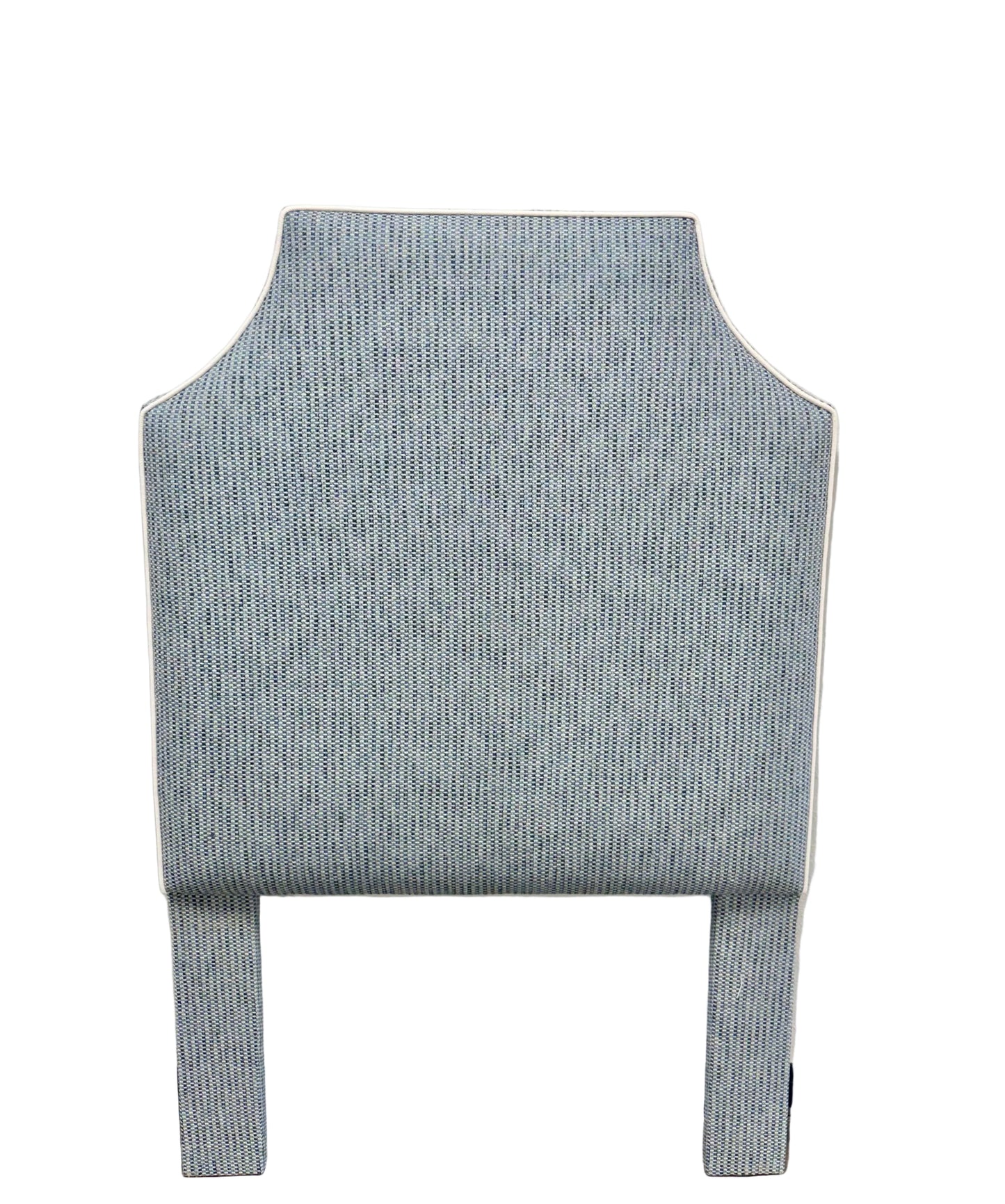 60” H Twin Headboard in Blue and Navy Fabric - White Trim