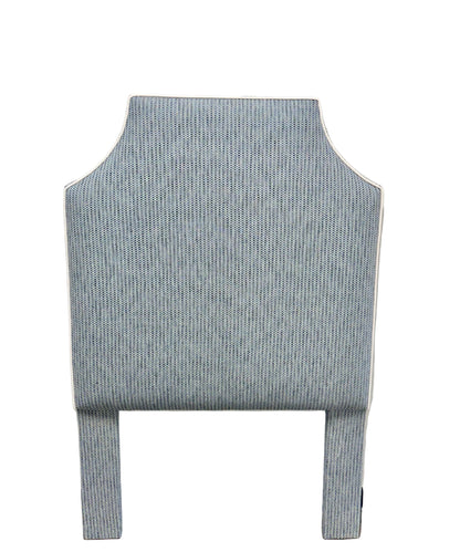 60” H Twin Headboard in Blue and Navy Fabric - White Trim