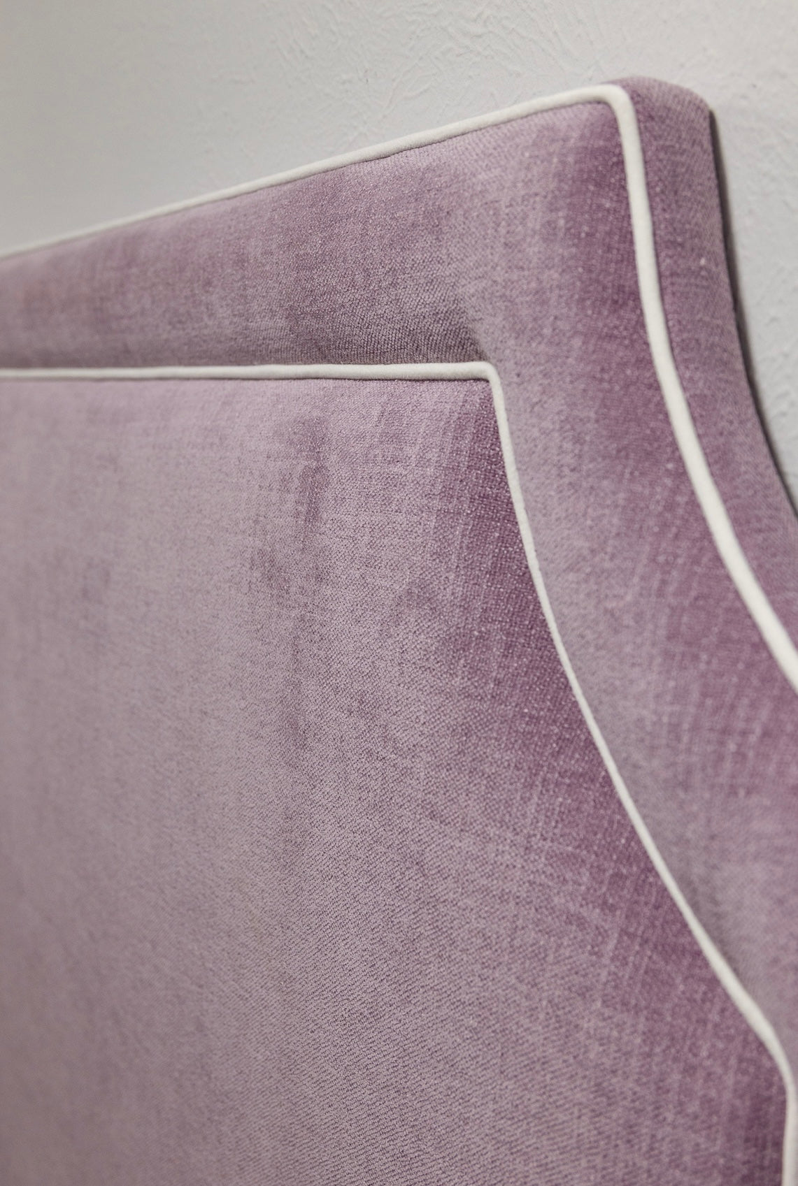 The Addison Queen Headboard - Performance Lavender Chenille Fabric - White Trim