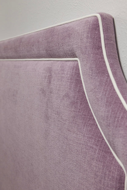 The Addison Queen Headboard - Performance Lavender Chenille Fabric - White Trim