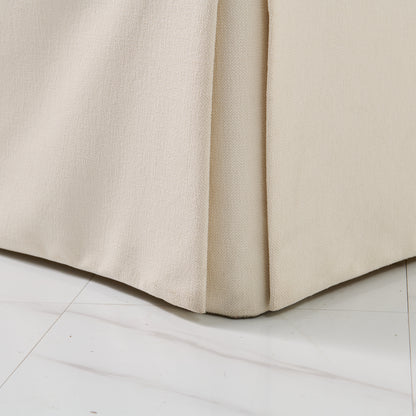 60"L Custom Skirted Bench - Off White Woven Fabric
