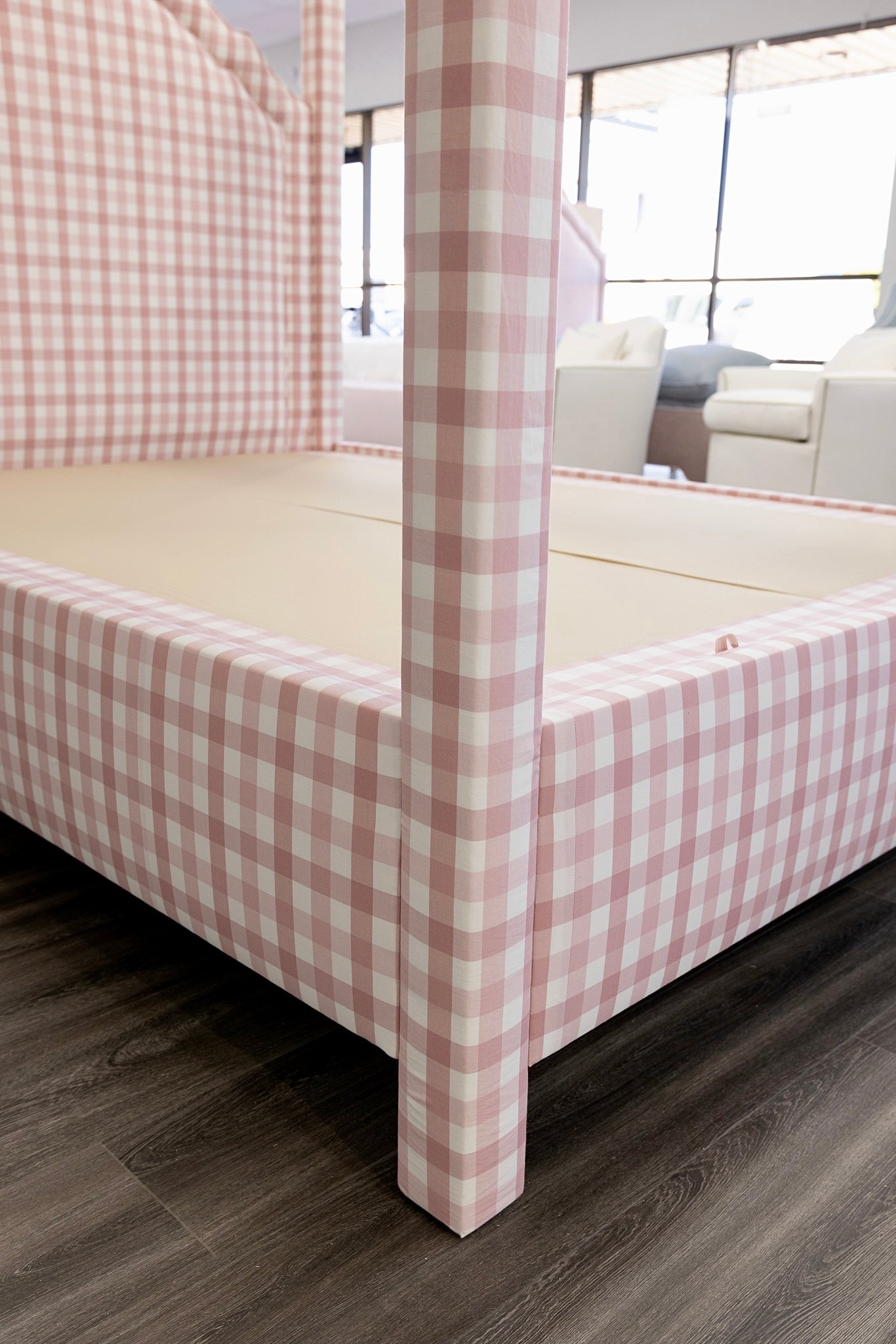 The Grace Queen Canopy Bed - Upholstered in Anne French Fabric