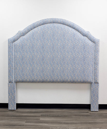 The Grace Queen Headboard - Perry Floral Blue - White Trim