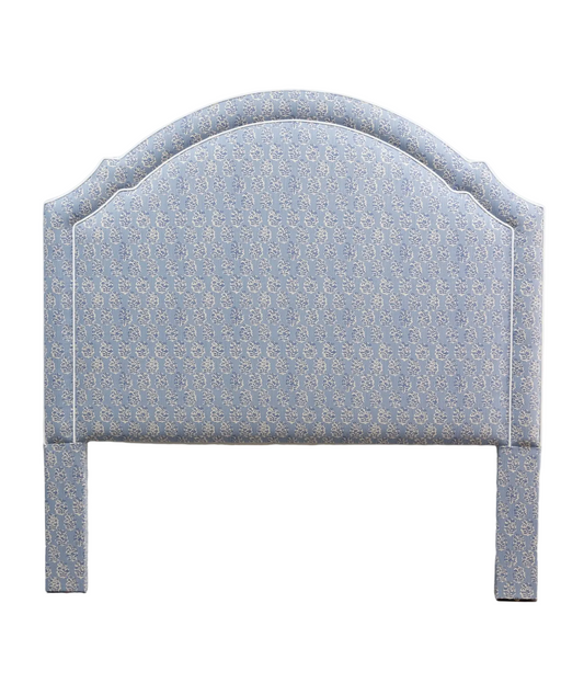 The Grace Queen Headboard - Perry Floral Blue - White Trim