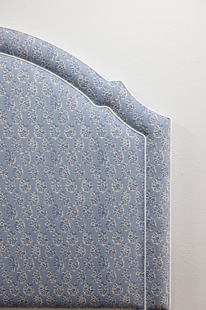 The Grace Queen Headboard - Perry Floral Blue - White Trim