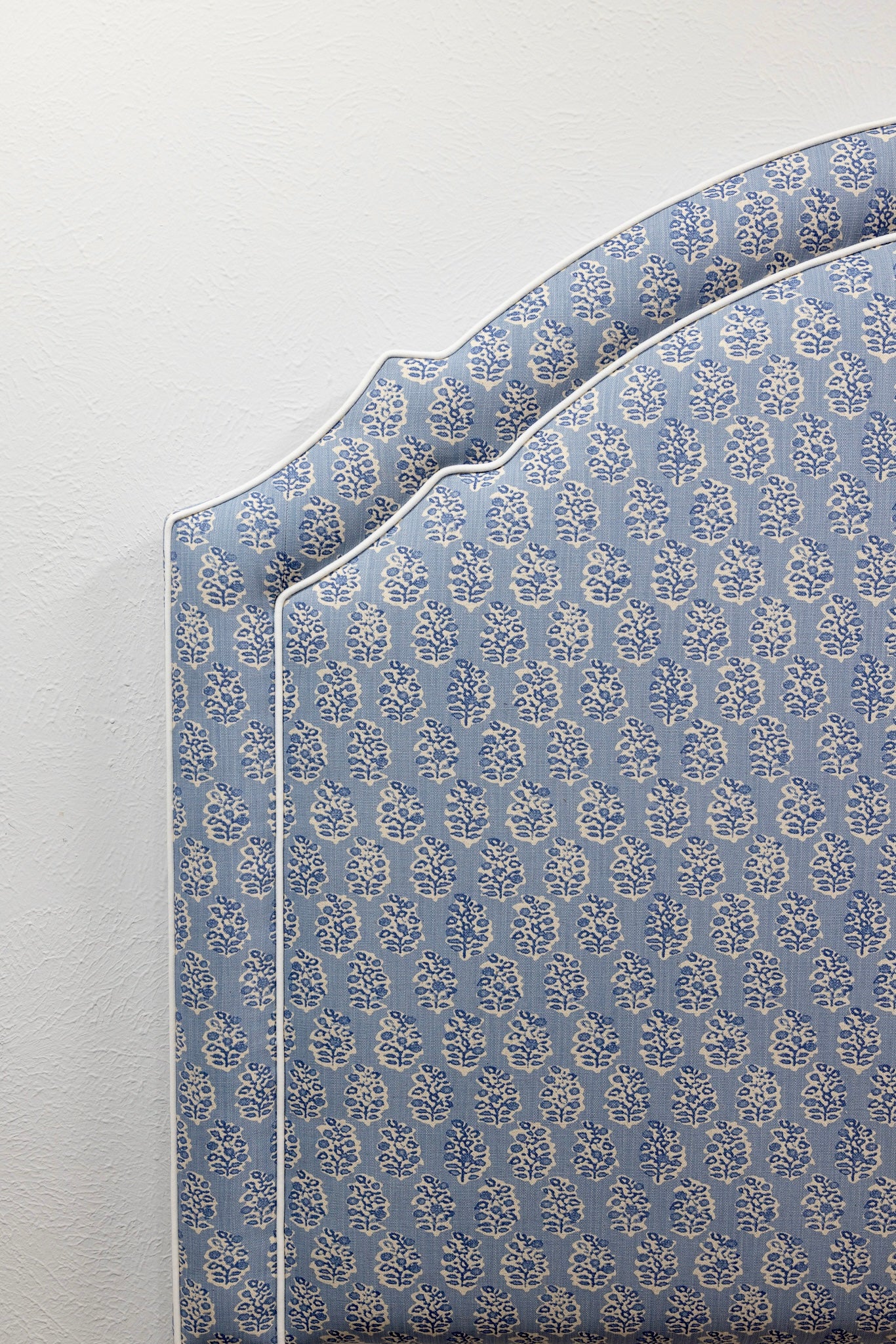 The Grace Queen Headboard - Perry Floral Blue - White Trim