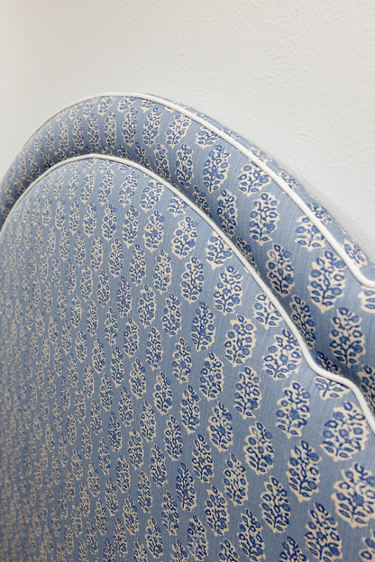 The Grace Queen Headboard - Perry Floral Blue - White Trim