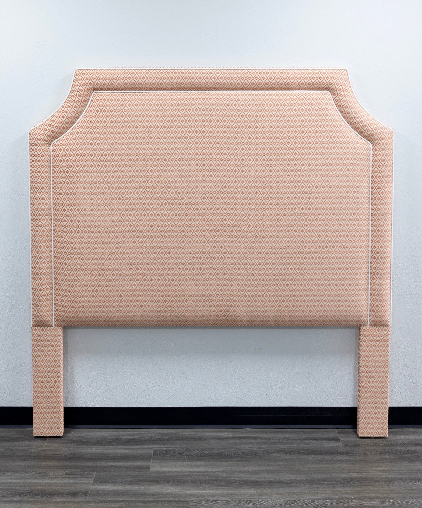 65" H Queen Headboard Rust Textured Fabric - White Trim