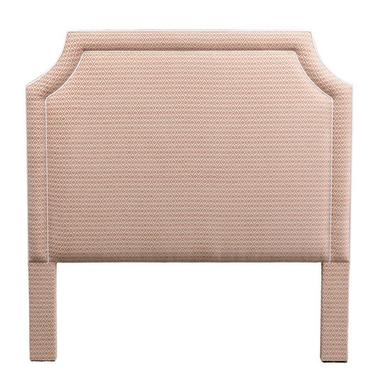 The Addison Queen Headboard - Rust Textured Fabric - White Trim