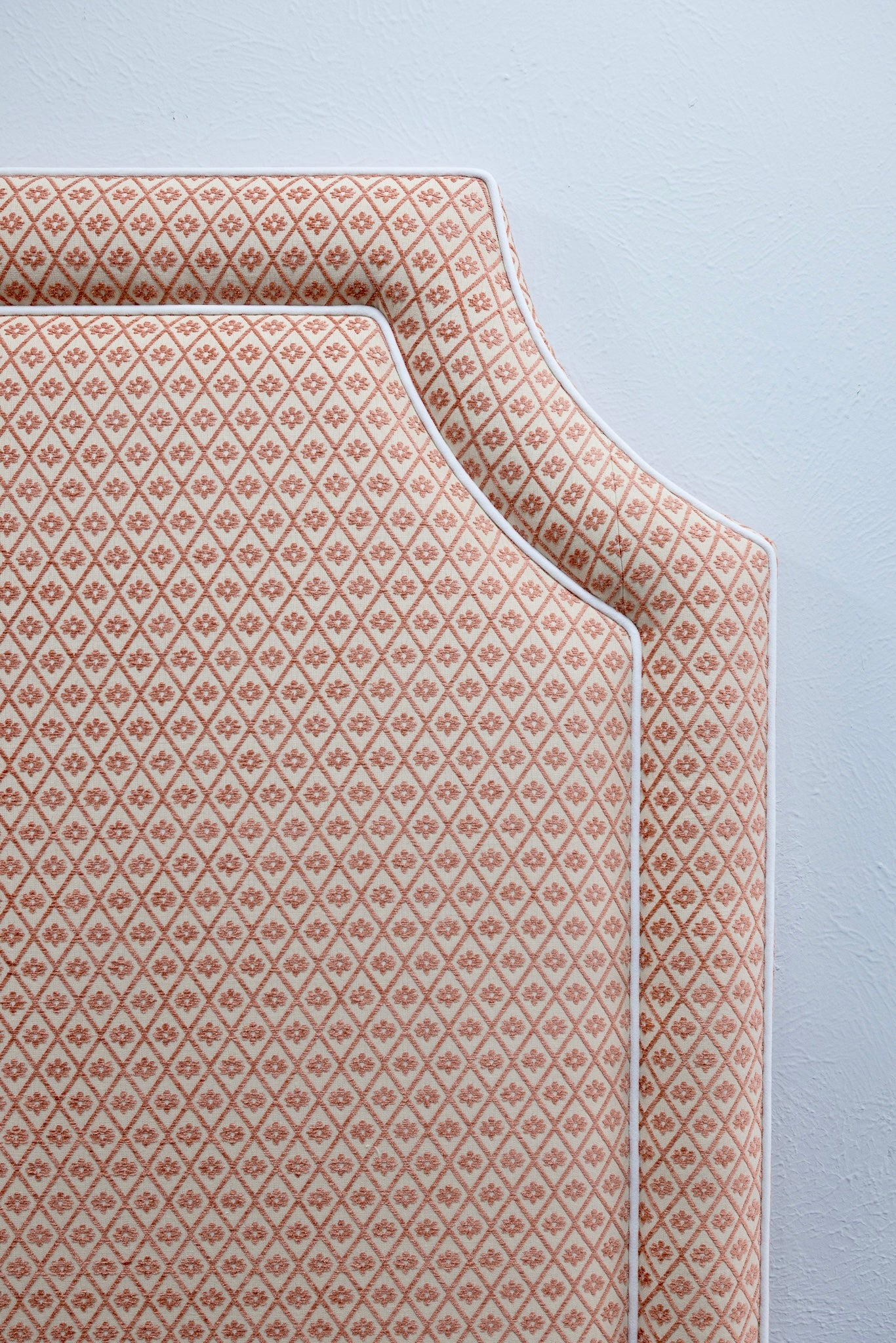 65" H Queen Headboard Rust Textured Fabric - White Trim