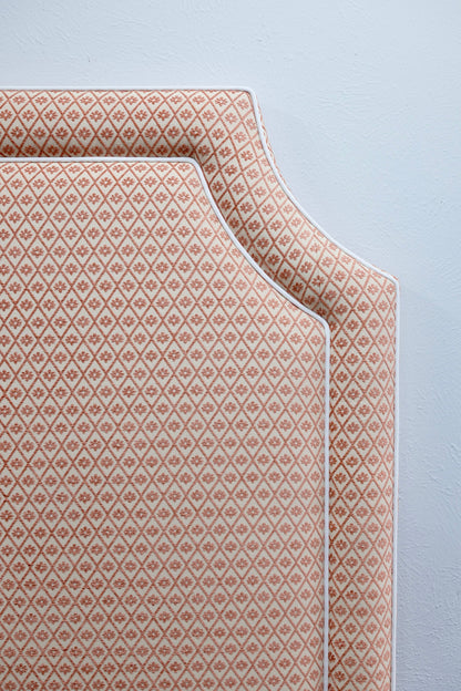 65" H Queen Headboard Rust Textured Fabric - White Trim