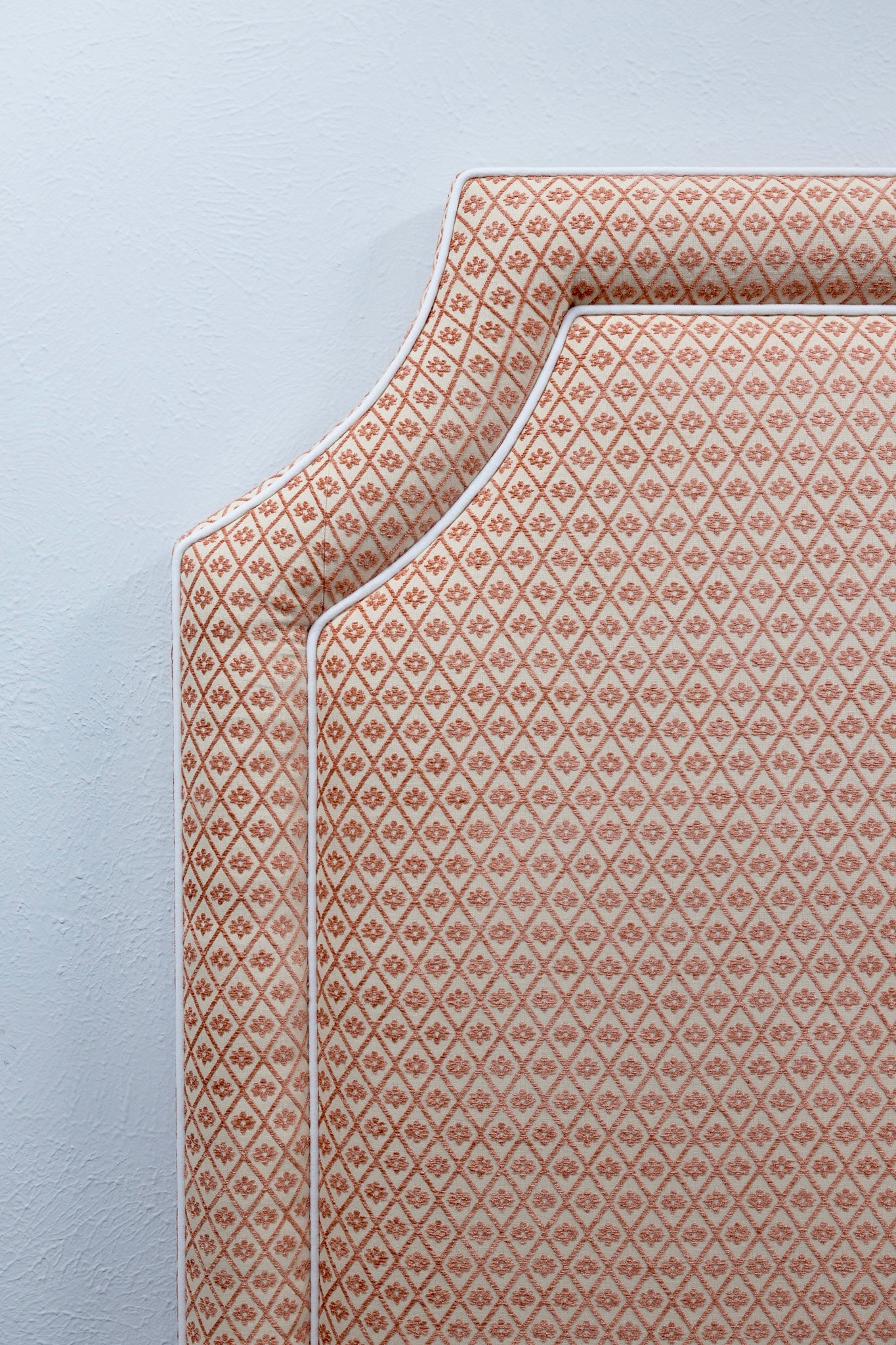 65" H Queen Headboard Rust Textured Fabric - White Trim