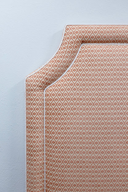 65" H Queen Headboard Rust Textured Fabric - White Trim