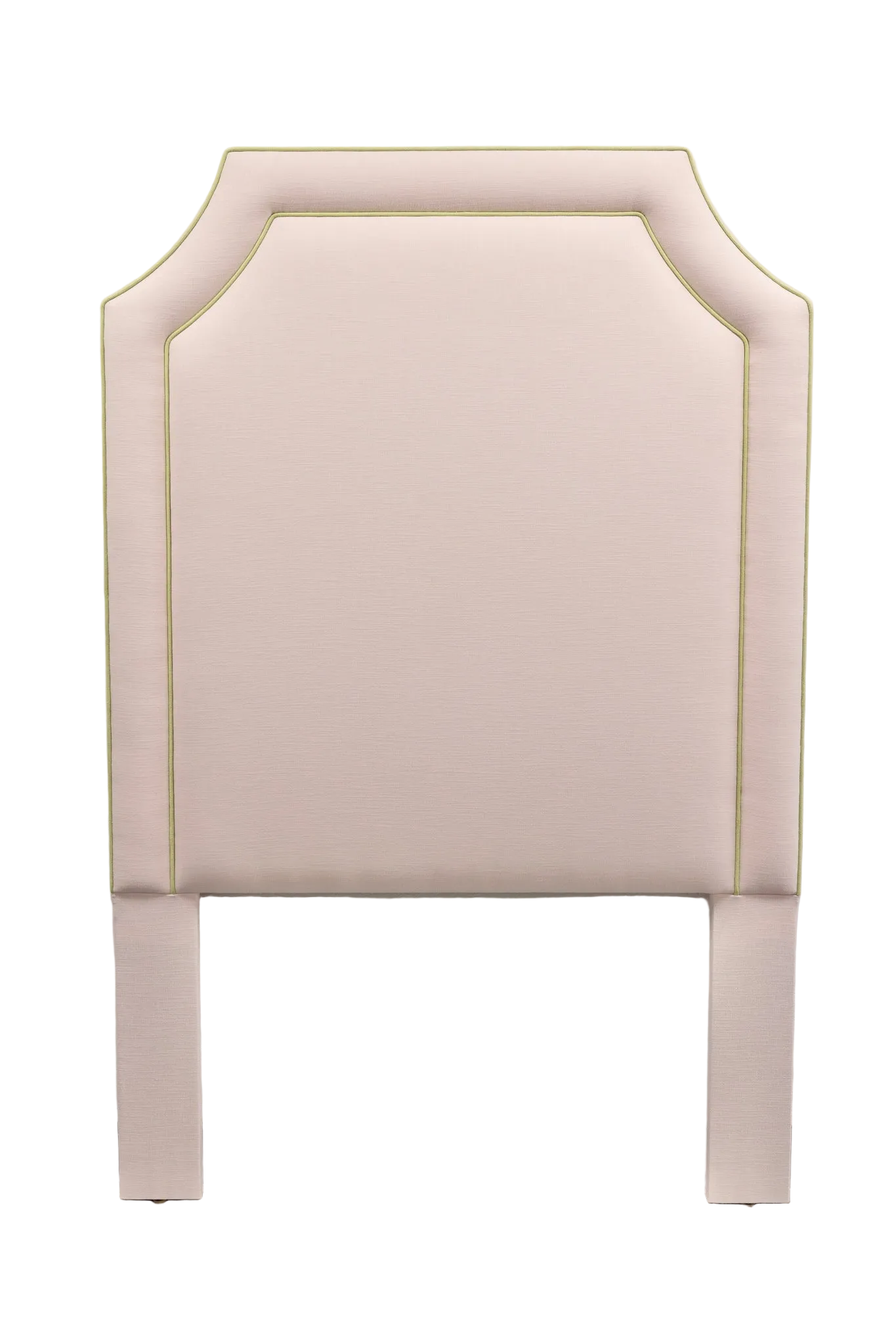 The Addison Twin Headboard - Blush Pink Fabric - Green Trim