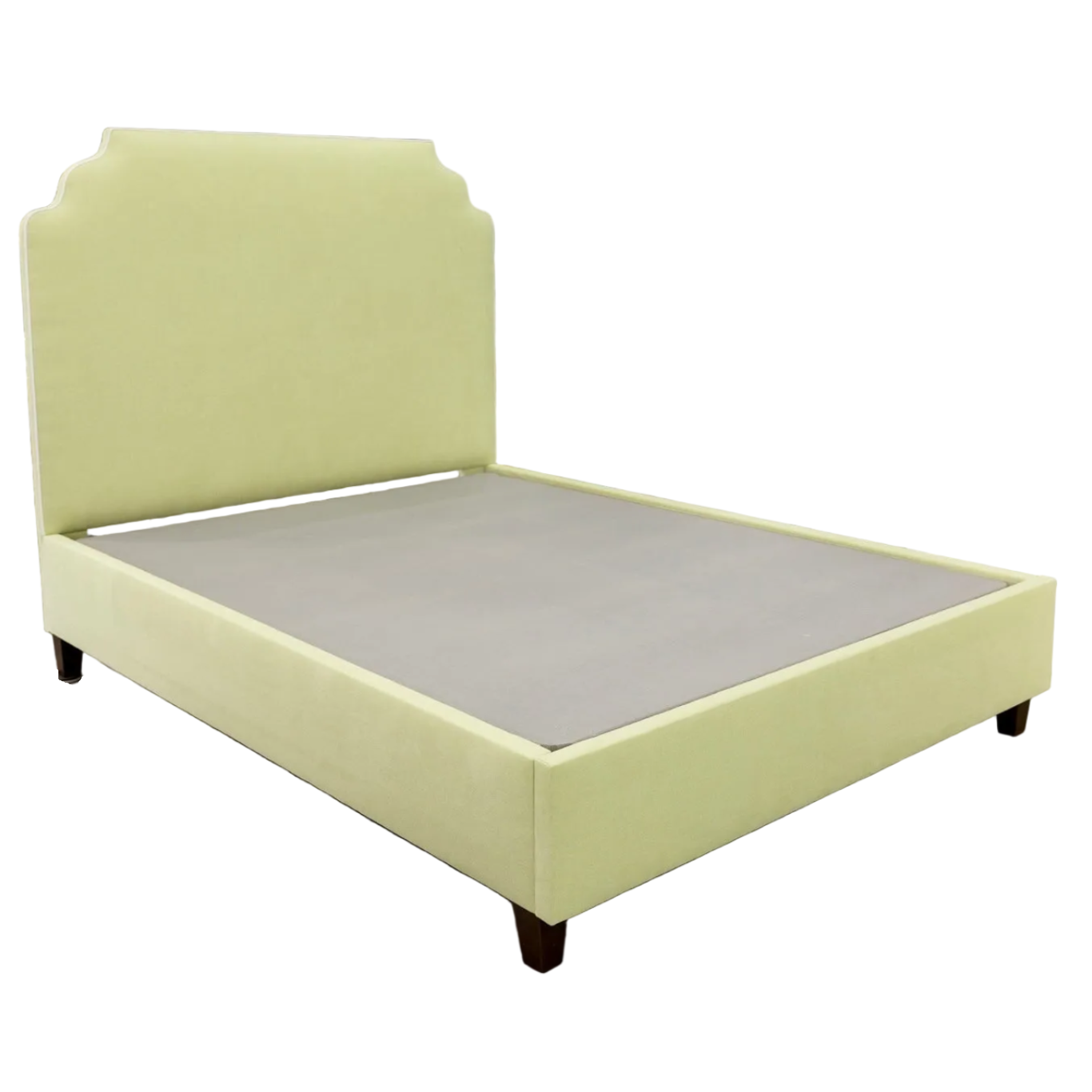 The Helena Queen Bed - Pear Green Woven - White Trim