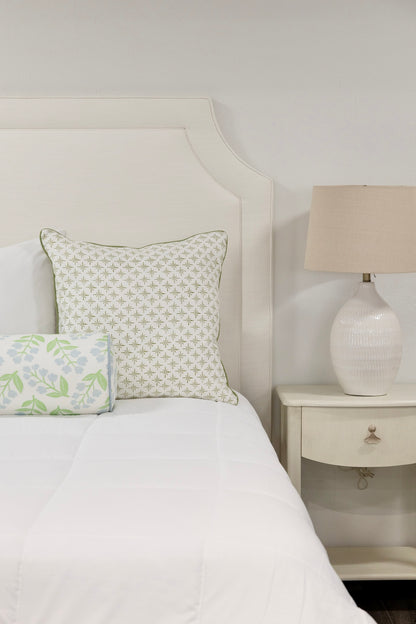 The Addison King Bed - Wooden Legs - Off White Linen Fabric