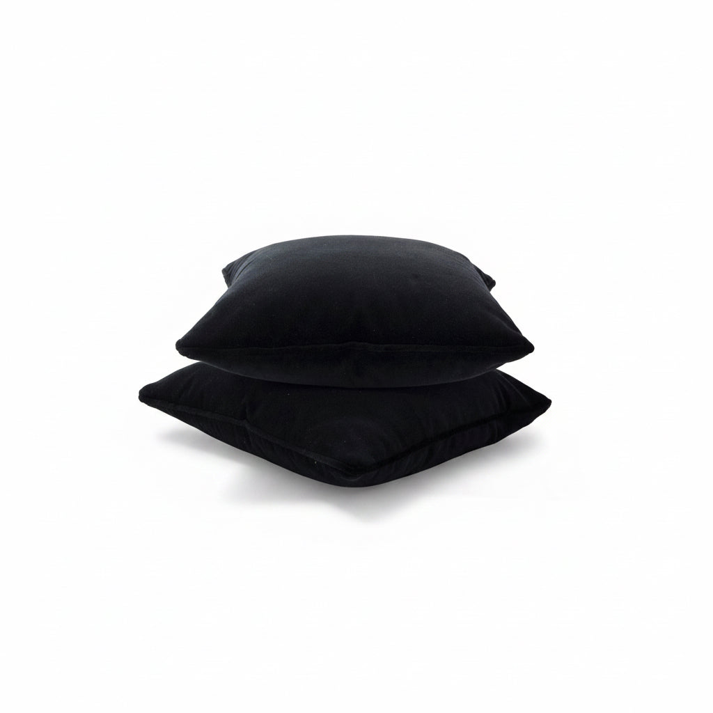 17”x17” Throw Pillow ( Set of 2) - Black Velvet - Custom Upholstered Accent Pillows