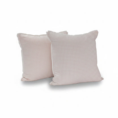 24”x24” Throw Pillow ( Set of 2) - Pink Gingham Fabric - Custom Upholstered Accent Pillows
