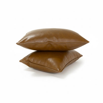 19”x13” Throw Lumbar Pillow ( Set of 2) - Brown Leather Custom Upholstered Accent Pillows