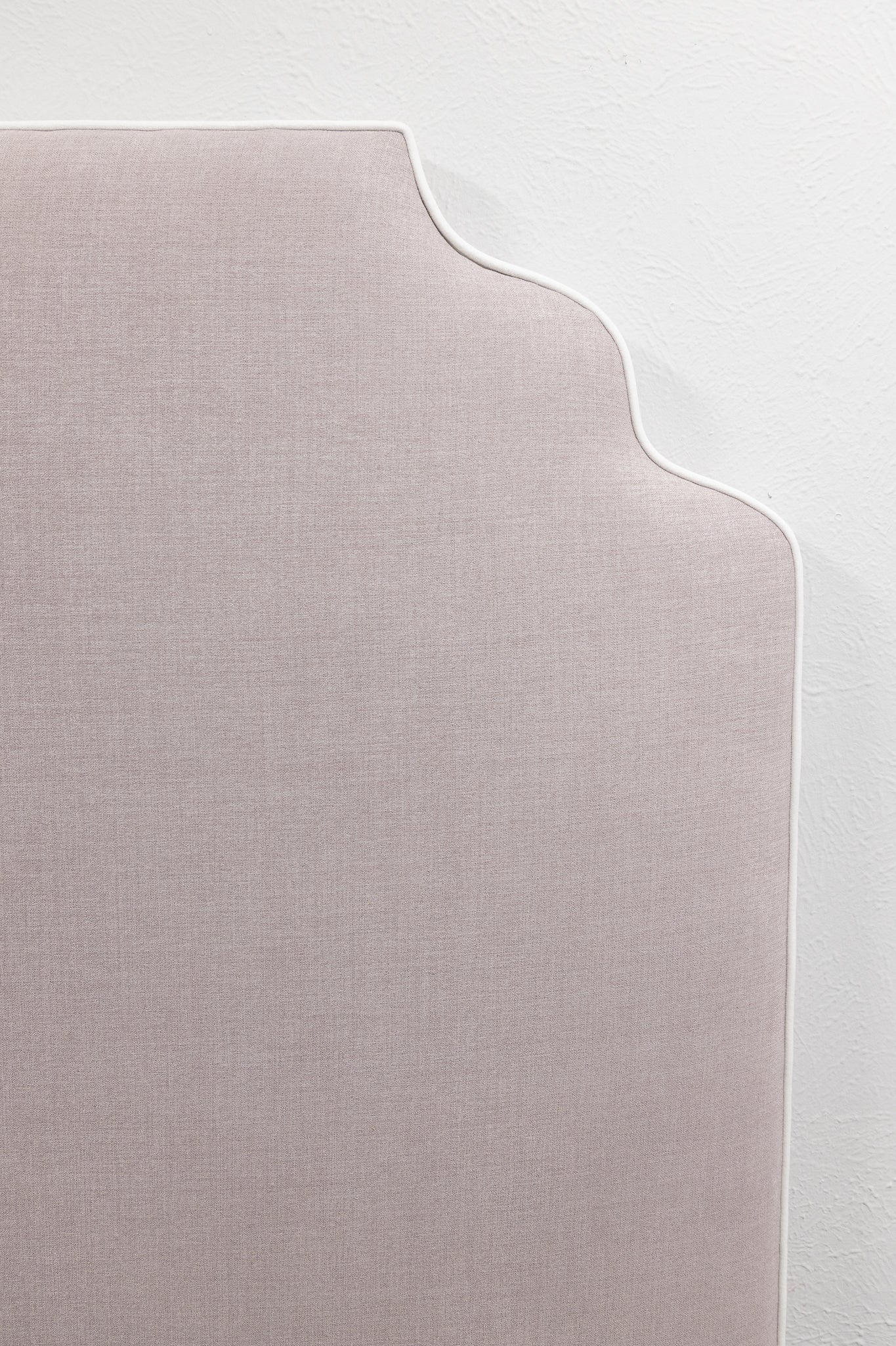 The Helena Queen Headboard -  Lilac Woven Fabric - White Trim