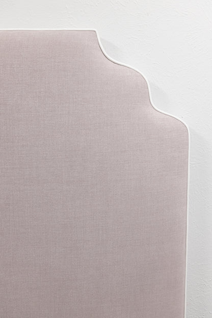 The Helena Queen Headboard -  Lilac Woven Fabric - White Trim
