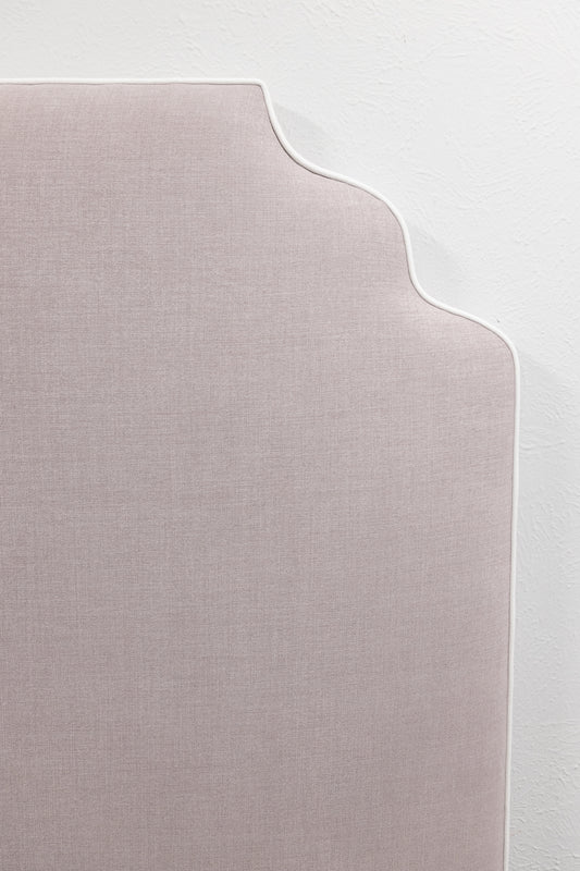 The Helena Queen Headboard -  Lilac Woven Fabric - White Trim