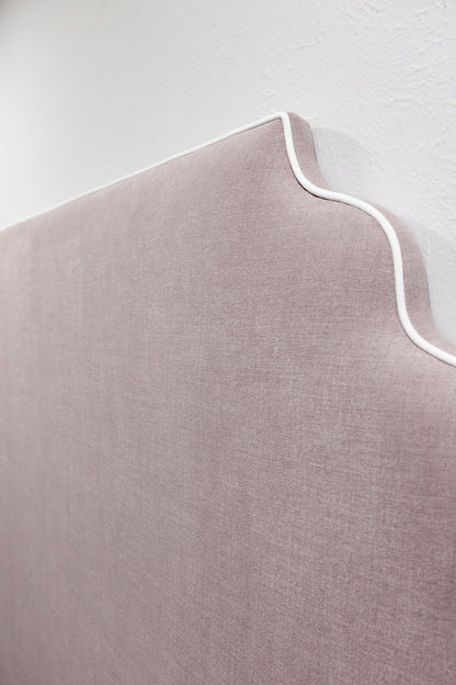 The Helena Queen Headboard -  Lilac Woven Fabric - White Trim