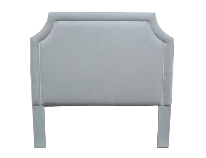 60”H Queen Headboard only - Sky Blue Woven Fabric with White Trim