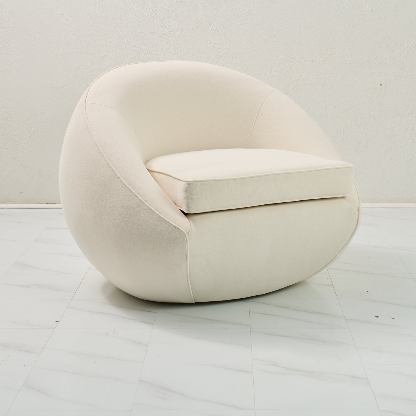 Modern Stationary Pod Chairs - Cream Upholstered Lounge Accent Chair