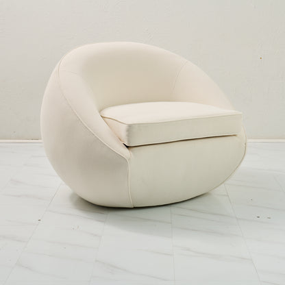 Modern Stationary Pod Chairs - Cream Upholstered Lounge Accent Chair