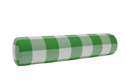 Handcrafted Bolster Pillow – Green Checkered Fabric - Foam Insert