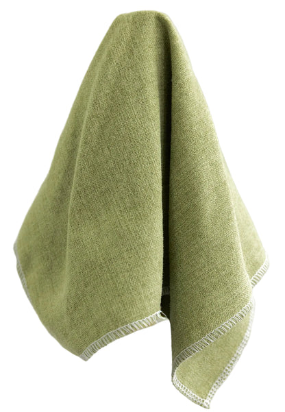 The Addison King Bed - Scalloped Legs - Pistachio Green Woven Fabric - White Trim