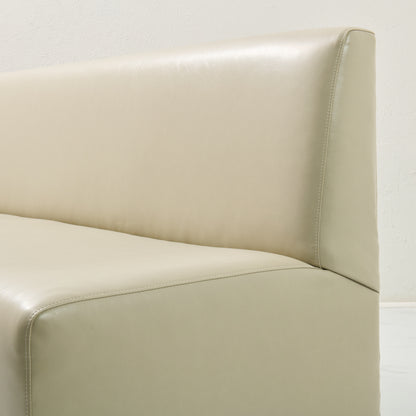 84"L Custom Banquette in Faux Leather - Modern Upholstered Dining with Wooden Stained Base