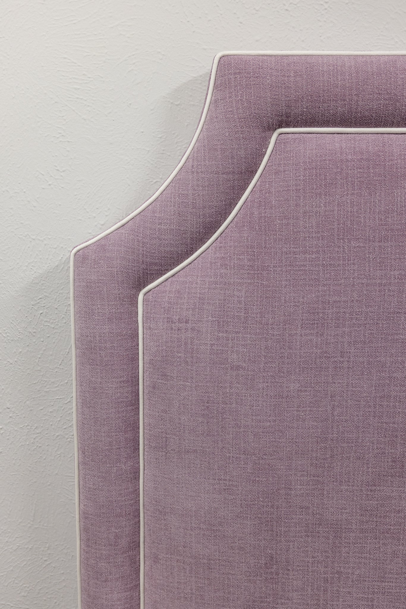 The Addison Queen Headboard - Performance Lavender Chenille Fabric - White Trim