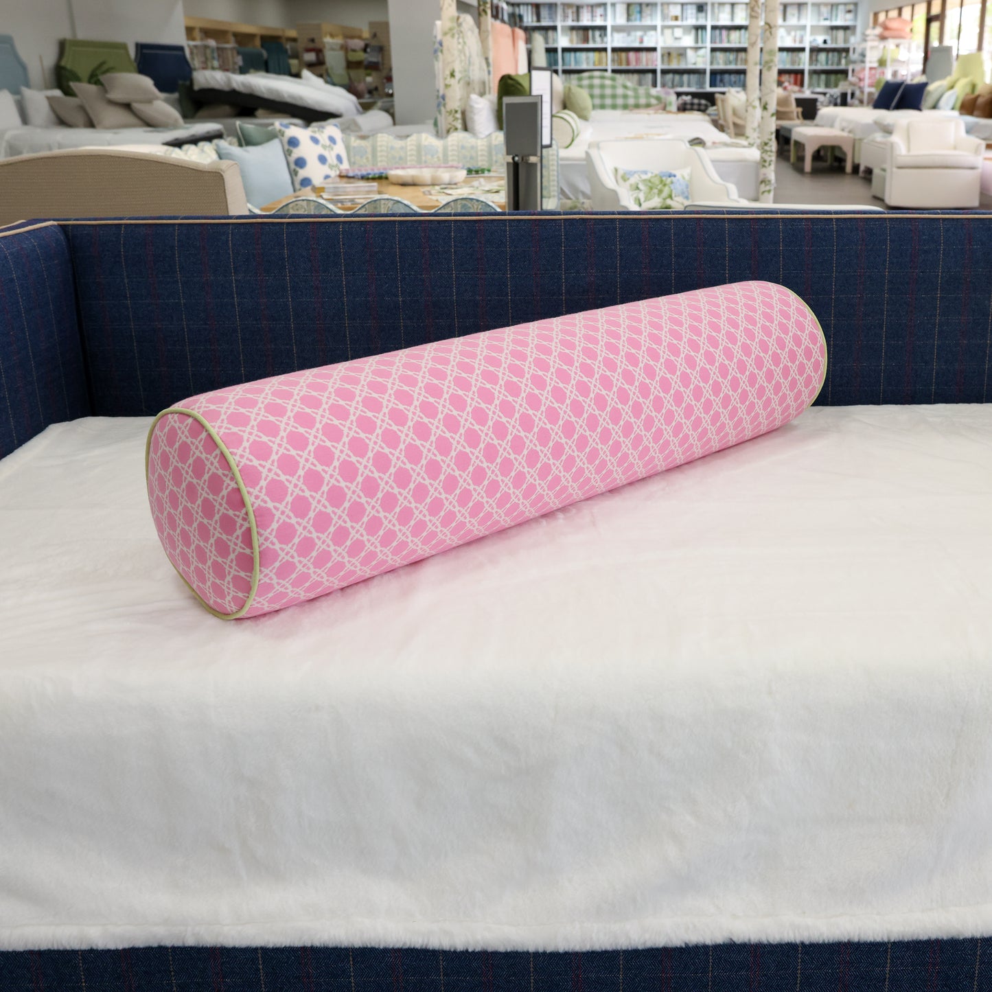 Handcrafted Bolster Pillow – Designer Decorative - Pink Lee Jofa Fabric - Foam Insert